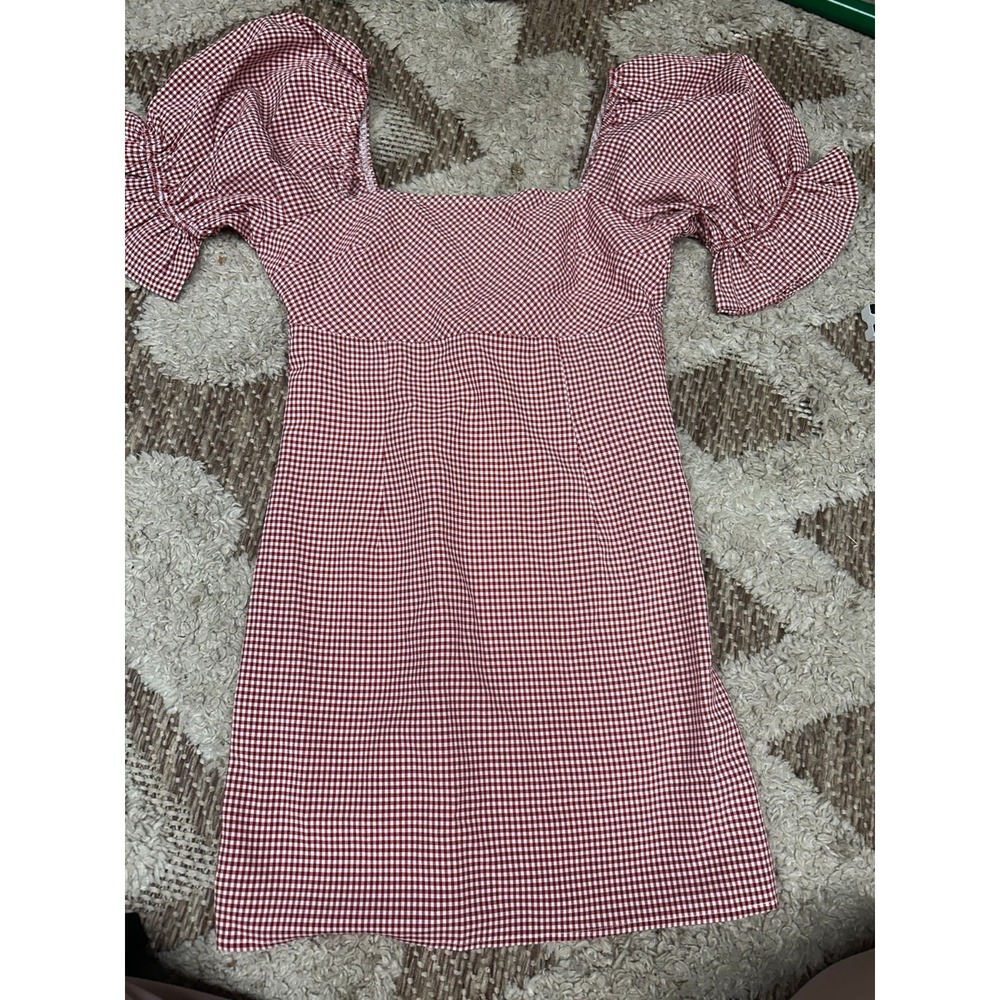 Women's blue rain red gingham dress